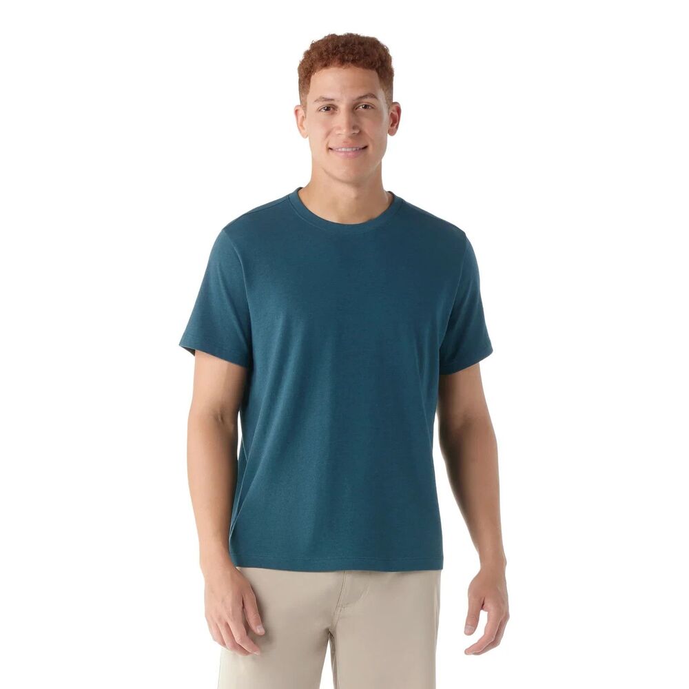 Smartwool Polo Shirt Mens M Twilight Blue Merino Wool Organic Cotton Short Sleev - Picture 12 of 12